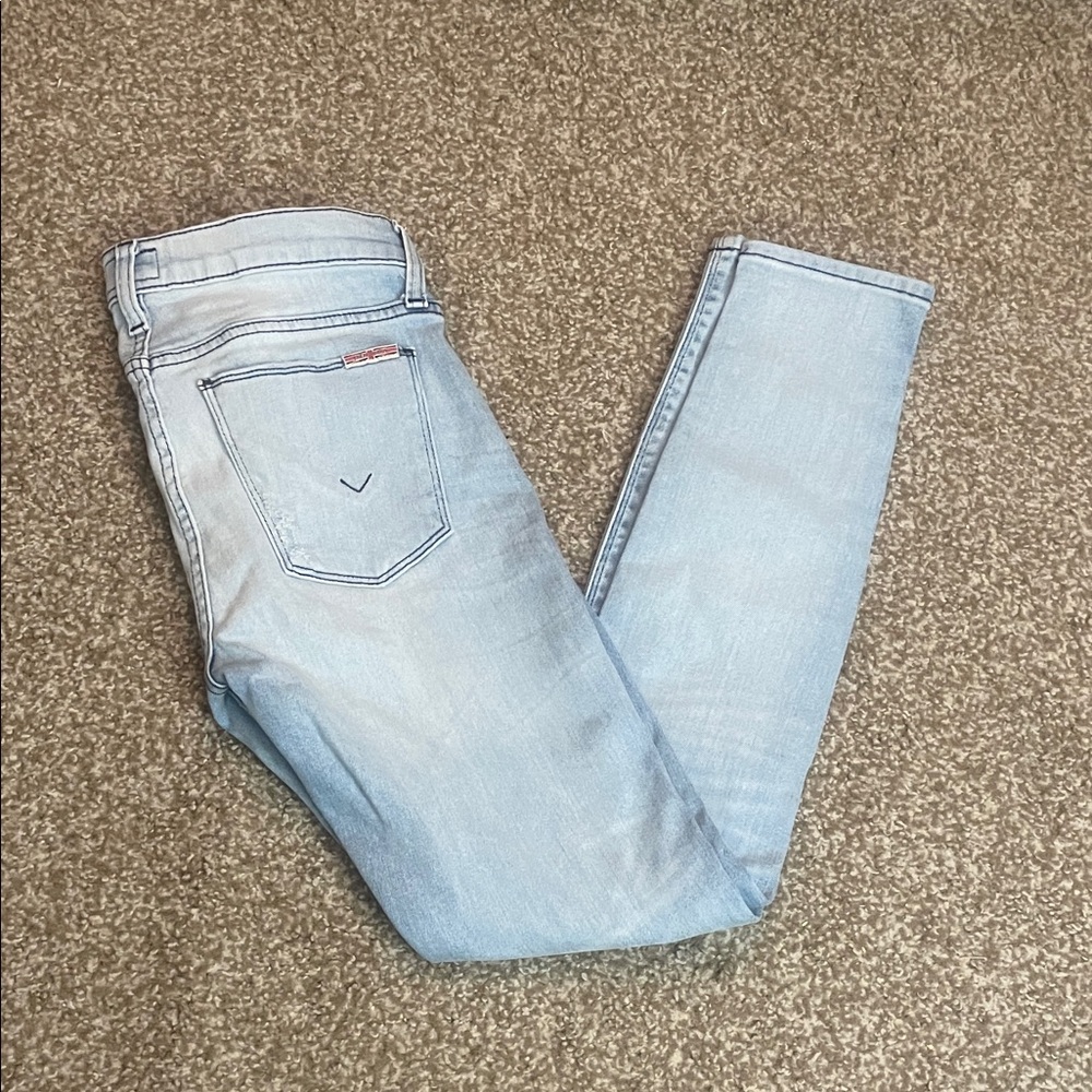 Hudson Patched Light Wash Skinny Jeans